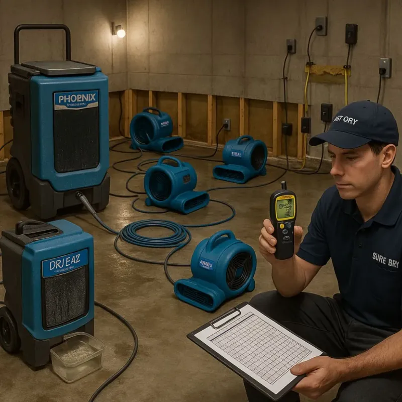 Structural Drying and Dehumidification process in Pine Hills, CA